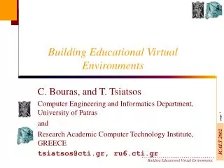 Building Educational Virtual Environments