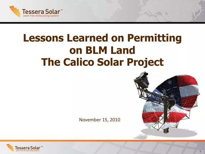 lessons learned on permitting on blm land the calico solar project
