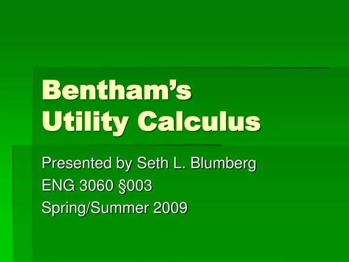 bentham s utility calculus