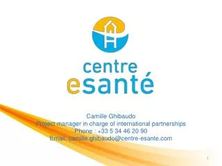 Camille Ghibaudo Project manager in charge of international partnerships Phone : +33 5 34 46 20 90 Email: camille.ghibau