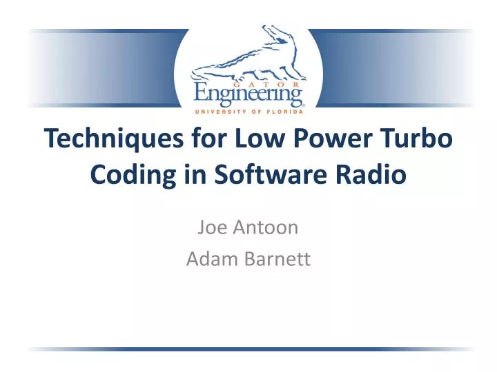 techniques for low power turbo coding in software radio