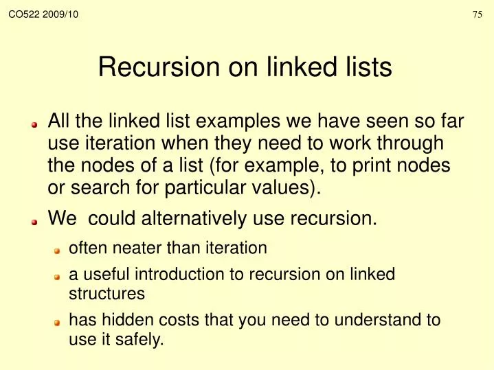 recursion on linked lists