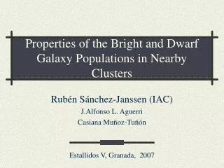 Properties of the Bright and Dwarf Galaxy Populations in Nearby Clusters