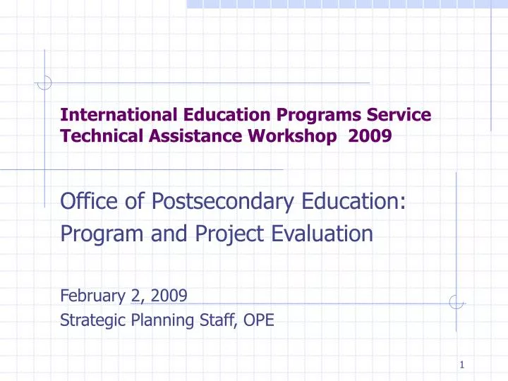 international education programs service technical assistance workshop 2009