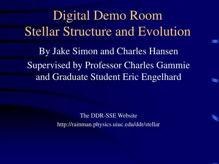 digital demo room stellar structure and evolution