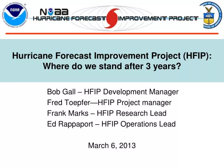 hurricane forecast improvement project hfip where do we stand after 3 years