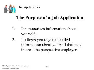 The Purpose of a Job Application