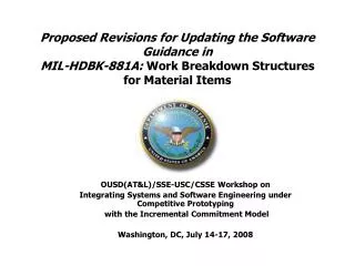 Proposed Revisions for Updating the Software Guidance in MIL-HDBK-881A: Work Breakdown Structures for Material Items