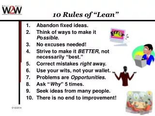 10 Rules of “Lean”