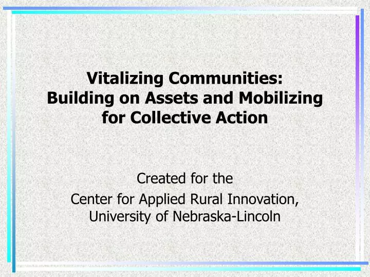 vitalizing communities building on assets and mobilizing for collective action