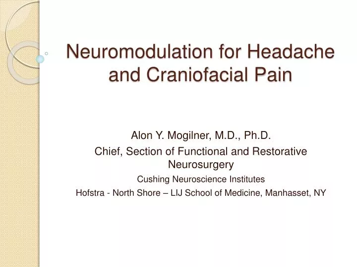 neuromodulation for headache and craniofacial pain