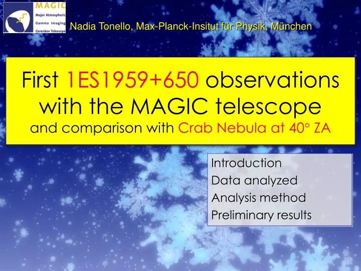 first 1es1959 650 observations with the magic telescope and comparison with crab nebula at 40 za