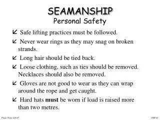 SEAMANSHIP Personal Safety