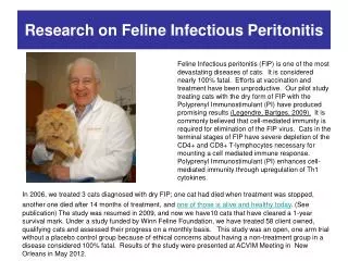 Research on Feline Infectious Peritonitis