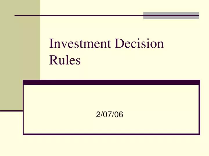 investment decision rules