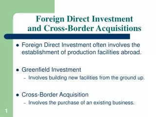 Foreign Direct Investment and Cross-Border Acquisitions