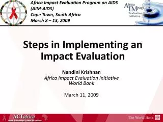 Steps in Implementing an Impact Evaluation