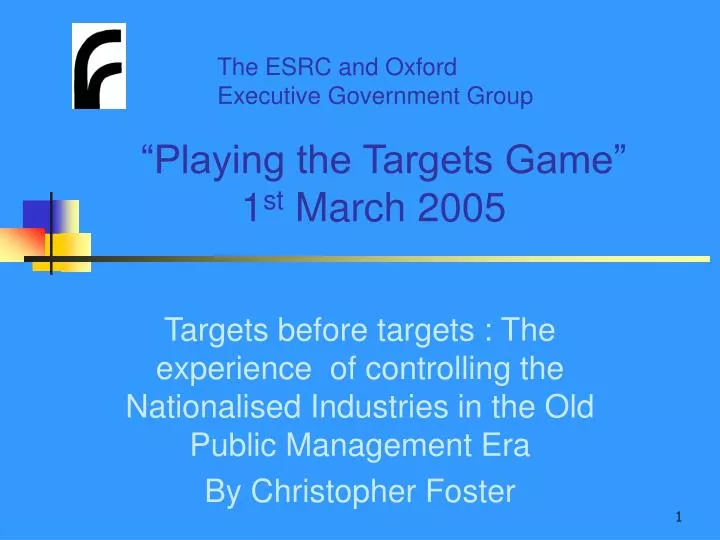 playing the targets game 1 st march 2005
