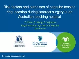 Risk factors and outcomes of capsular tension ring insertion during cataract surgery in an Australian teaching hospita
