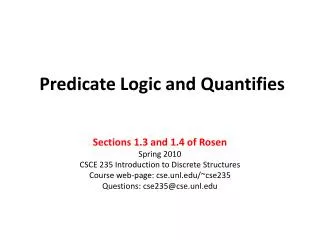 Predicate Logic and Quantifies