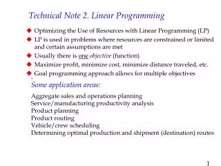 Technical Note 2. Linear Programming