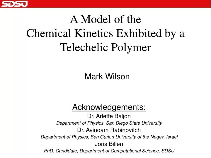 a model of the chemical kinetics exhibited by a telechelic polymer