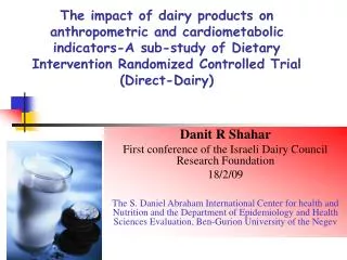 The impact of dairy products on anthropometric and cardiometabolic indicators-A sub-study of Dietary Intervention Random
