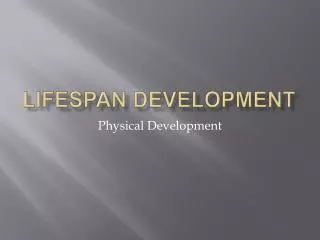 lifespan development