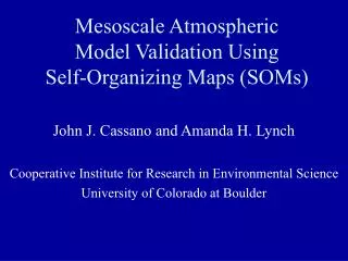 Mesoscale Atmospheric Model Validation Using Self-Organizing Maps (SOMs)
