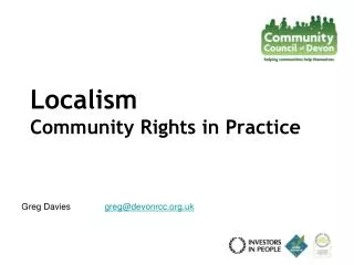 Localism Community Rights in Practice