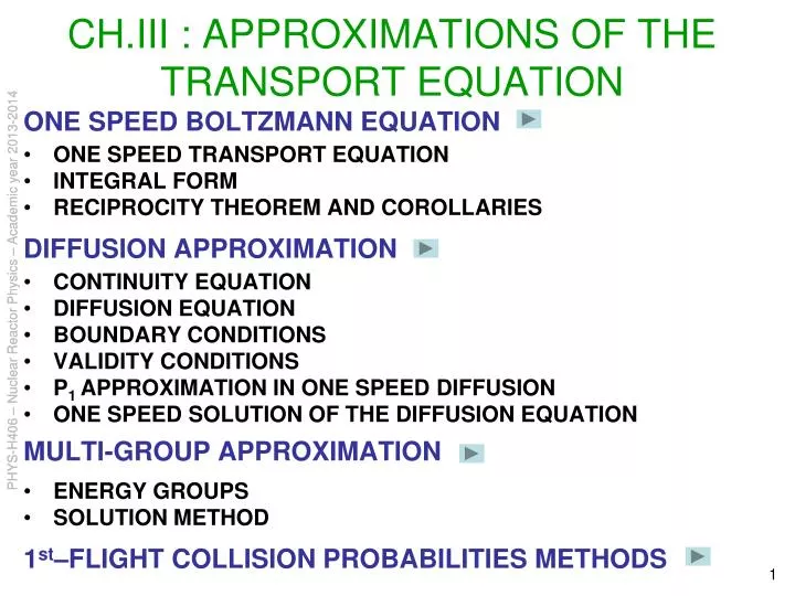 ch iii approximations of the transport equation