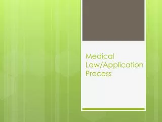 Medical Law/Application Process