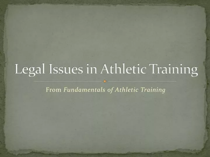 legal issues in athletic training