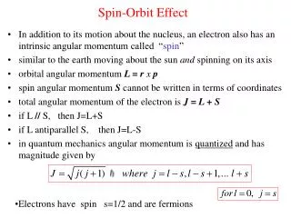 Spin-Orbit Effect