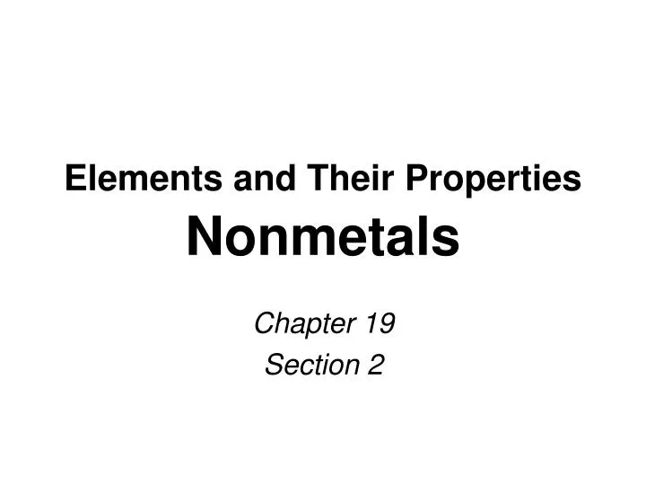 elements and their properties nonmetals
