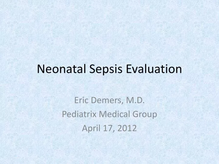 neonatal sepsis evaluation