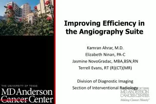 Improving Efficiency in the Angiography Suite