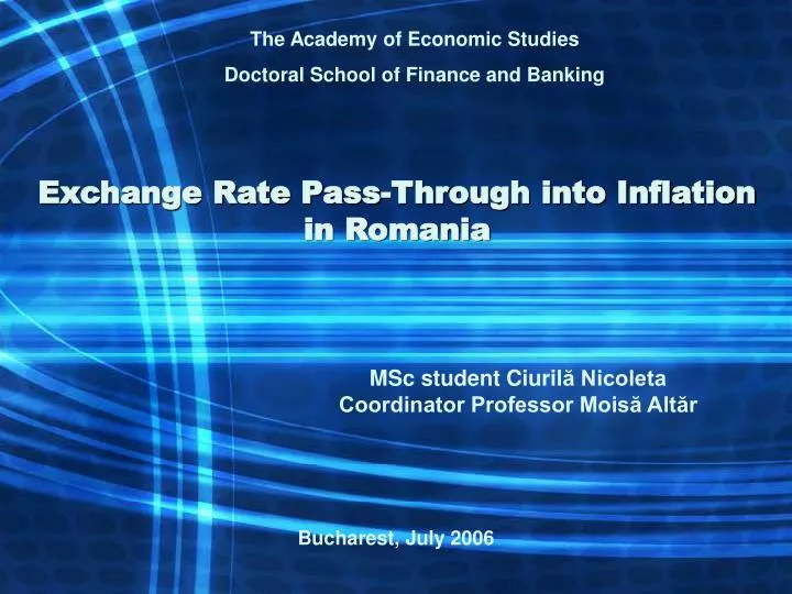 exchange rate pass through into inflation in romania