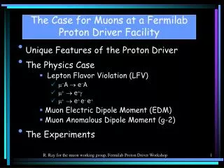 The Case for Muons at a Fermilab Proton Driver Facility