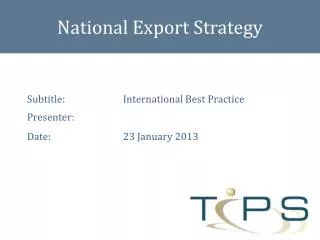 National Export Strategy