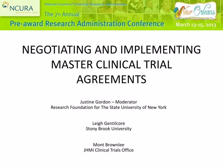 negotiating and implementing master clinical trial agreements