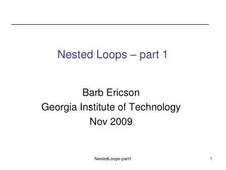 Nested Loops – part 1