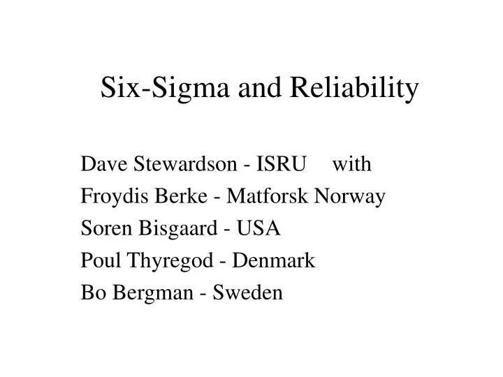 six sigma and reliability