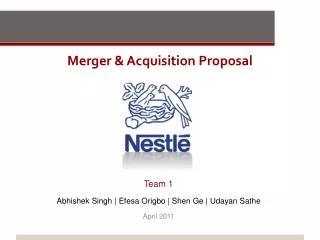 Merger &amp; Acquisition Proposal