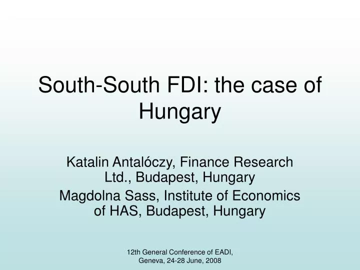 south south fdi the case of hungary