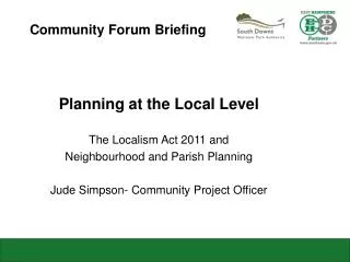 Community Forum Briefing