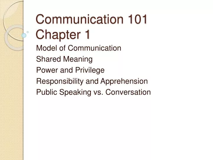 communication 101 chapter 1
