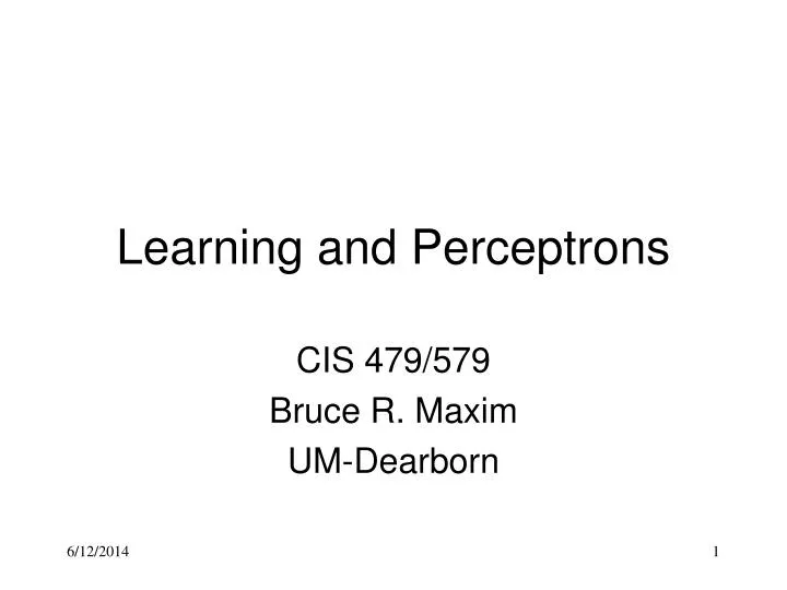 learning and perceptrons
