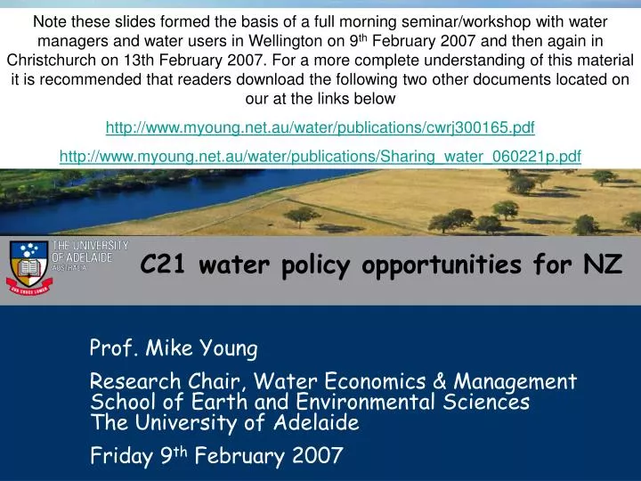 c21 water policy opportunities for nz