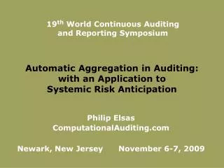 Automatic Aggregation in Auditing: with an Application to Systemic Risk Anticipation